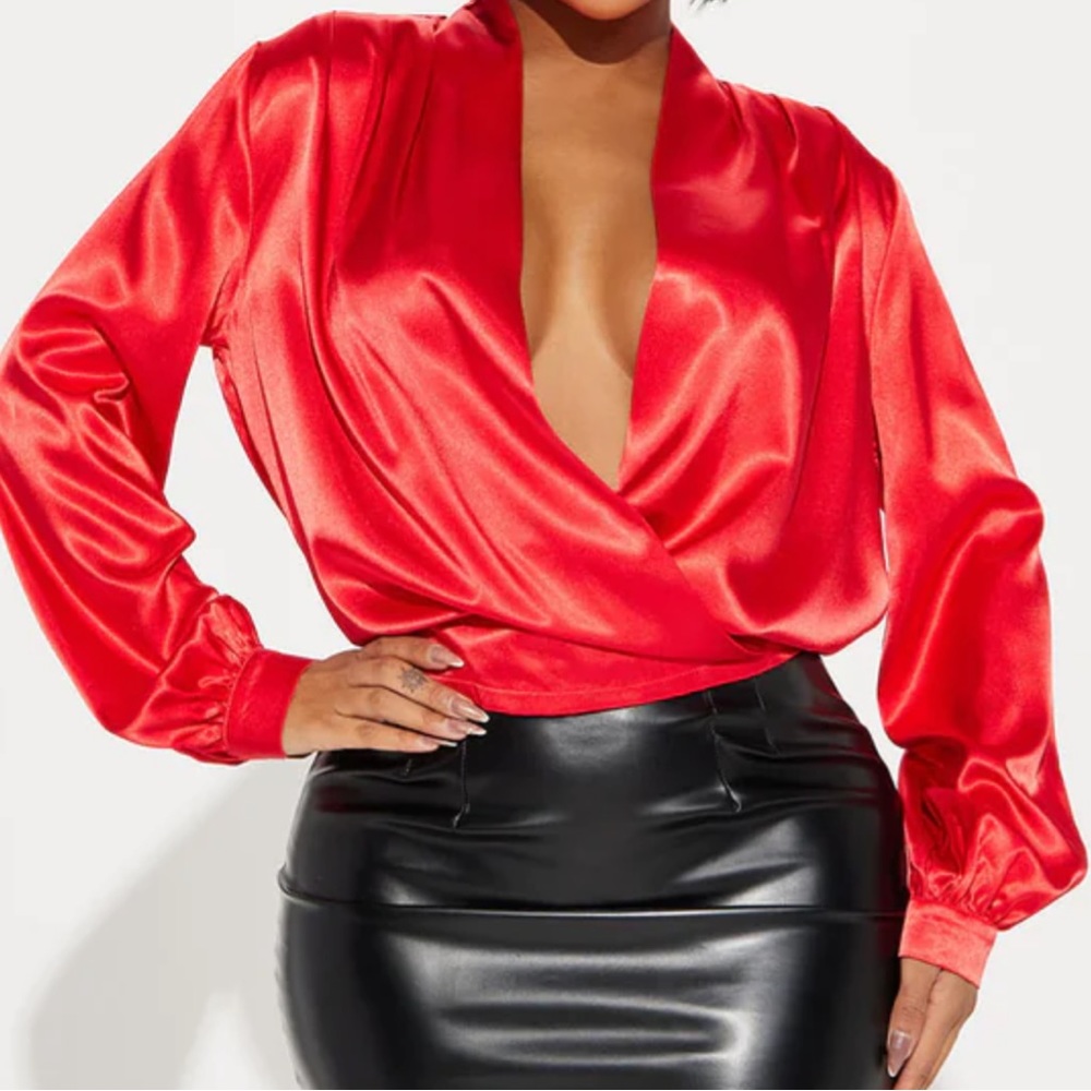 Red silk top